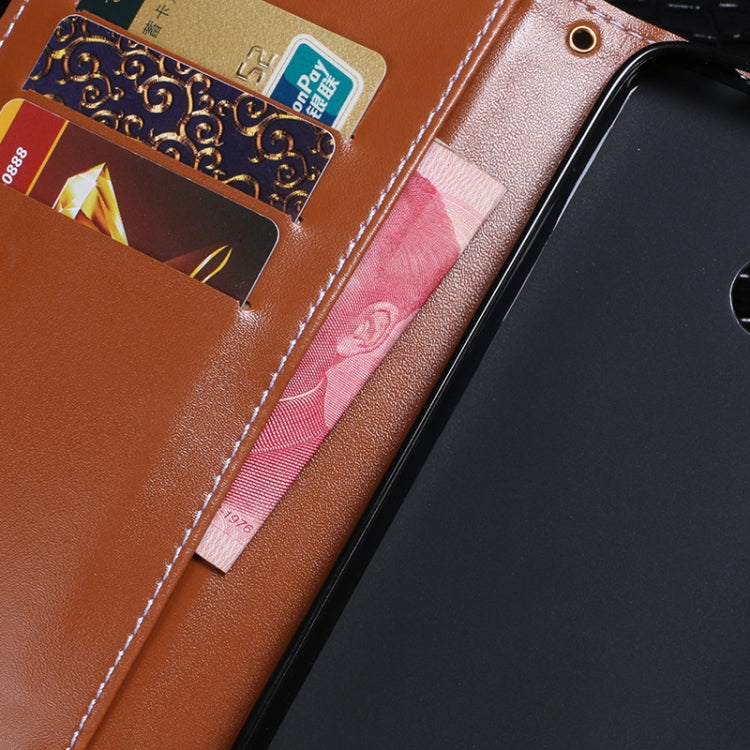 Para Motorola Moto G9 idewei Funda de cuero con tapa horizontal con textura de cocodrilo con soporte, ranuras para tarjetas y billetera (negro)