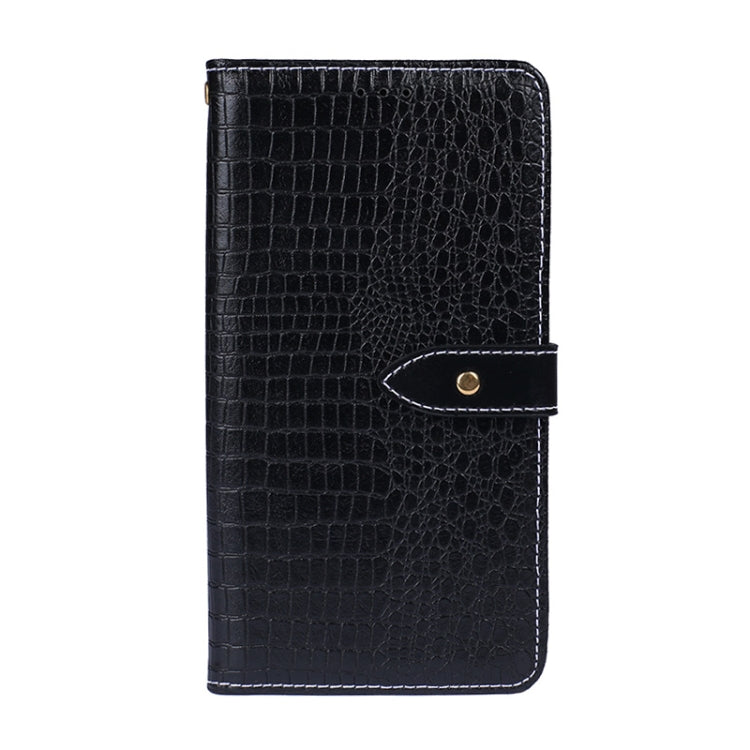 Funda de cuero con tapa horizontal con textura de cocodrilo idewei para Nokia C3 con soporte, ranuras para tarjetas y billetera (negro)