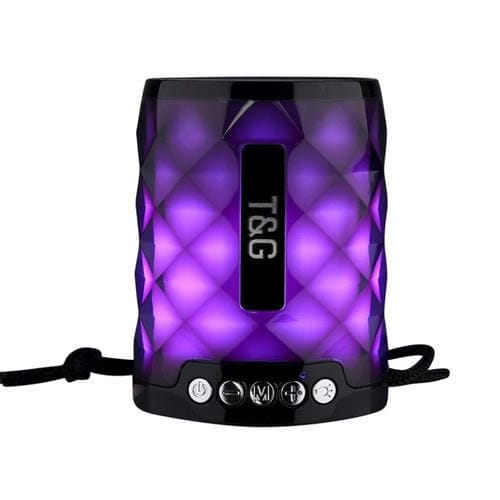 Mini Altavoz T&G Tg155 Bluetooth 4.2 Inalámbrico Portátil con Luces de Colores (Negro)