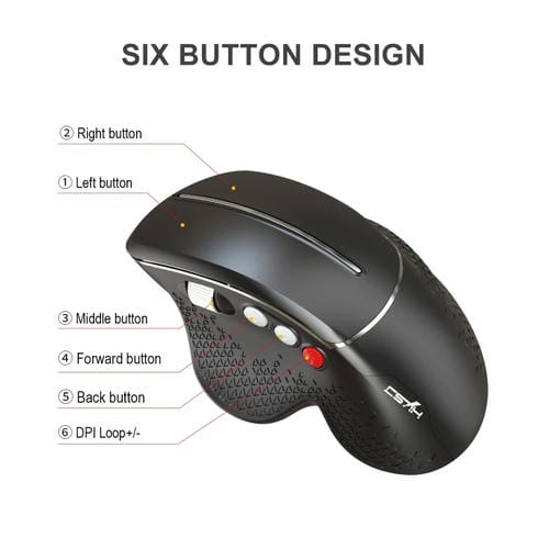 Ratón vertical inalámbrico HXSJ T32 diseño ergonómico 2.4G
