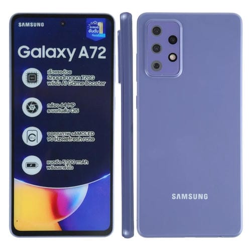 Para Samsung Galaxy A72 5G Pantalla a color Modelo de pantalla ficticia falsa que no funciona (Púrpura)
