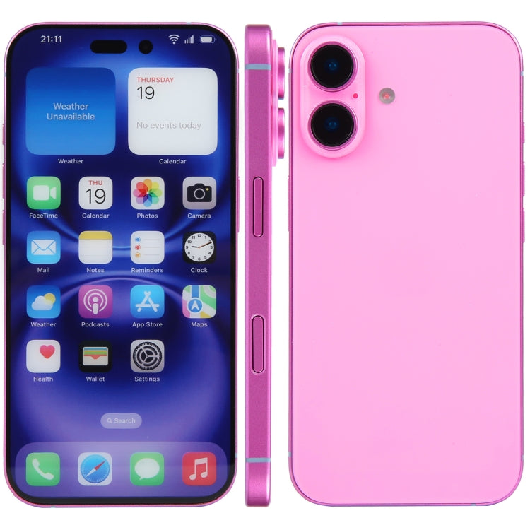 Modelo de Pantalla Falsa para iPhone 16 (Rosa) sin Función