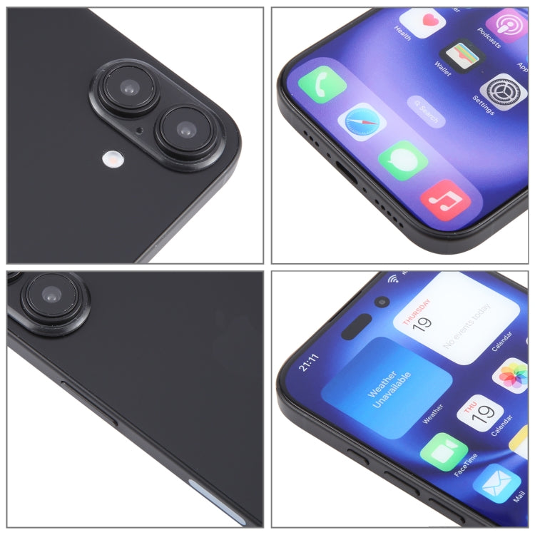 Modelo de Pantalla Falsa sin Función con Pantalla a Color para iPhone 16 Plus (Negro)
