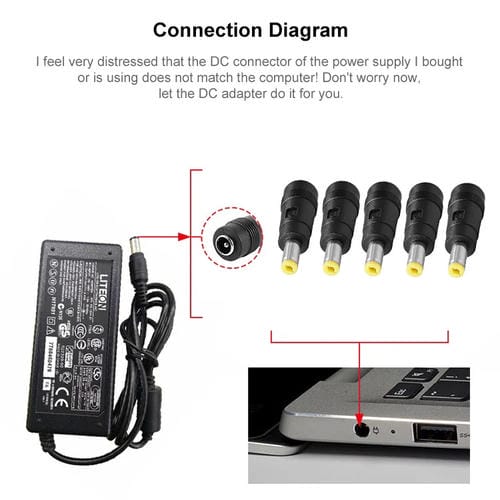 Conector DC macho 5.0 x 1.4 mm a hembra 5.5 x 2.1 mm para adaptador portátil