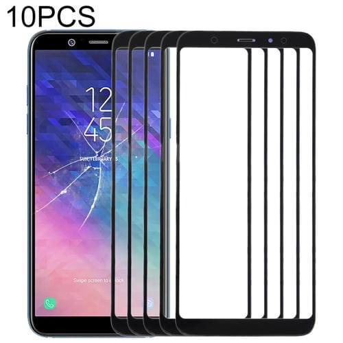 Glass Lens Front Screen Samsung Galaxy A6+ A605 (10 Pieces) (Black)