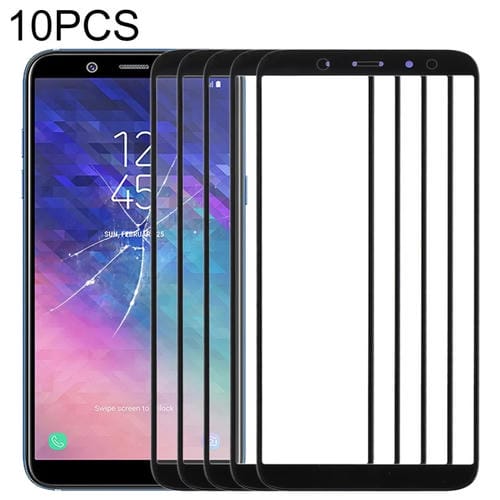 Glass Screen Lens Outer for Samsung Galaxy A6 (Black) - (10 Pieces)