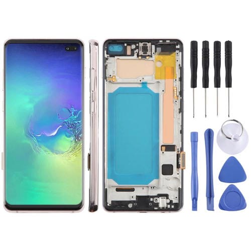Pantalla LCD TFT digitalizadora de 6,38 pulgadas para Samsung Galaxy S10+ SM-G975F, ensamblaje completo con marco, sin identificación de huellas dactilares.