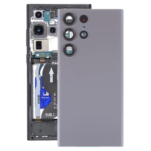 Tampa Traseira da Bateria em Vidro Samsung Galaxy S23 Ultra SM-S918 com Tampa da Lente (Cinza)