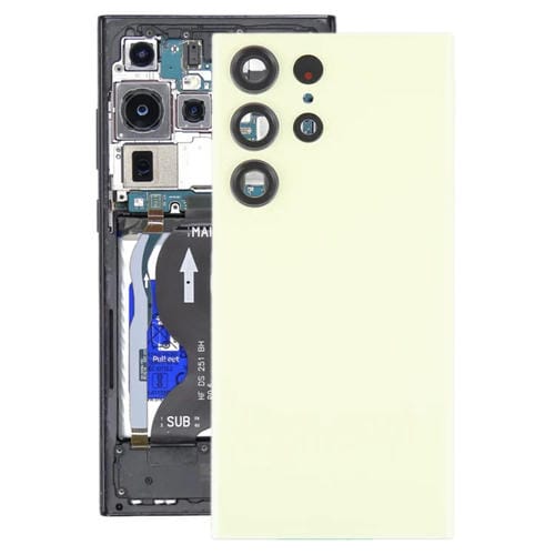 Tampa Traseira da Bateria em Vidro Samsung Galaxy S23 Ultra SM-S918 com Lente da Câmara (Amarelo)