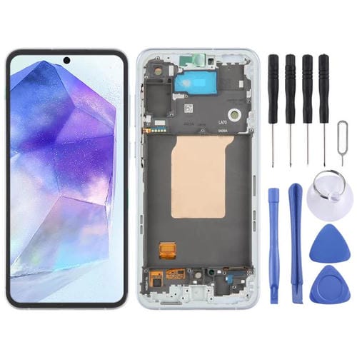 Écran LCD Samsung Galaxy A55 SM-A556B et cadre (Bleu Ciel)