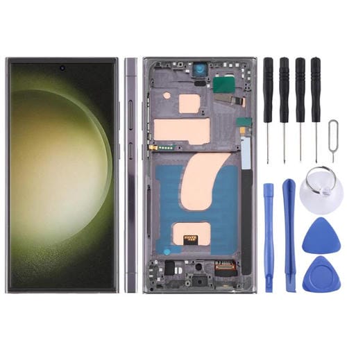 Pantalla LCD TFT de 6,72 pulgadas para Samsung Galaxy S23 Ultra SM-S918B, digitalizador completo con marco, sin identificación de huellas dactilares (negro)