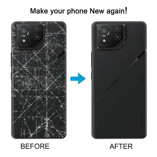 Rückseite des Glasakkus Asus Rog Phone 8 Pro Ai2401 Ai2401_A mit Kamerarahmen (Mattschwarz)