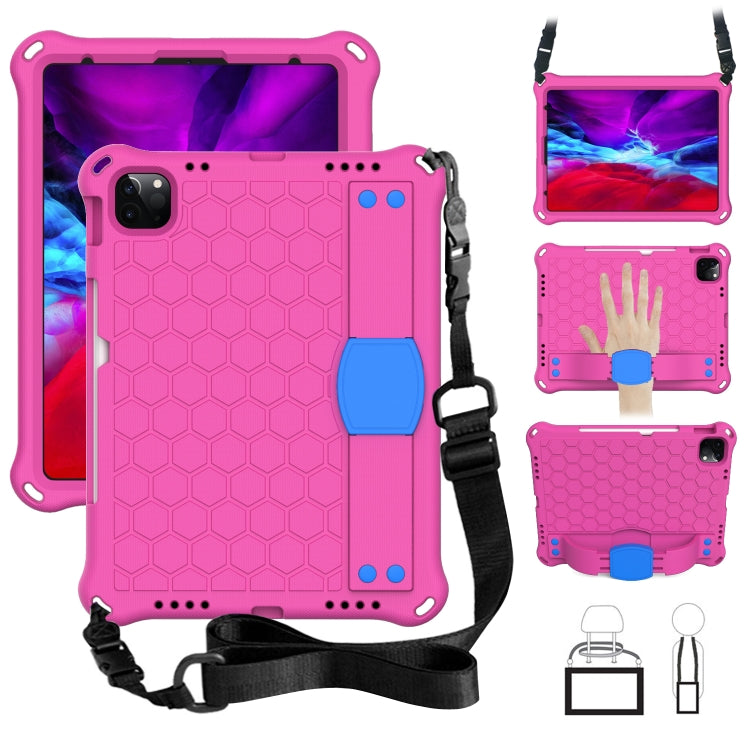 Funda para iPad Air 2022/2020 10.9 Eva + PC Diseño Abeja Cuatro Esquinas Anti Cáscara con Correa (Rose Rojo + Azul)
