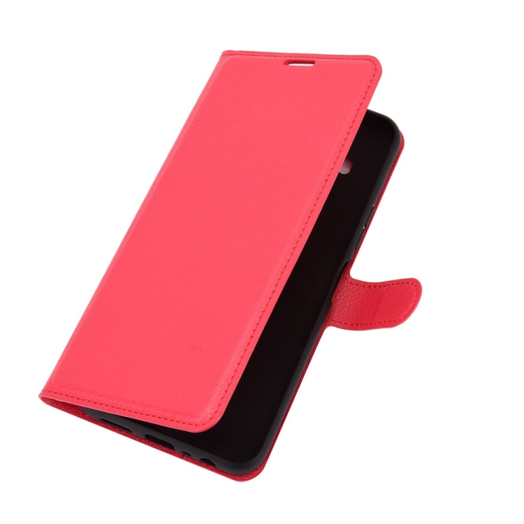Para Nokia 8.3 5G Litchi Texture Funda protectora con tapa horizontal con soporte, ranuras para tarjetas y billetera (rojo)
