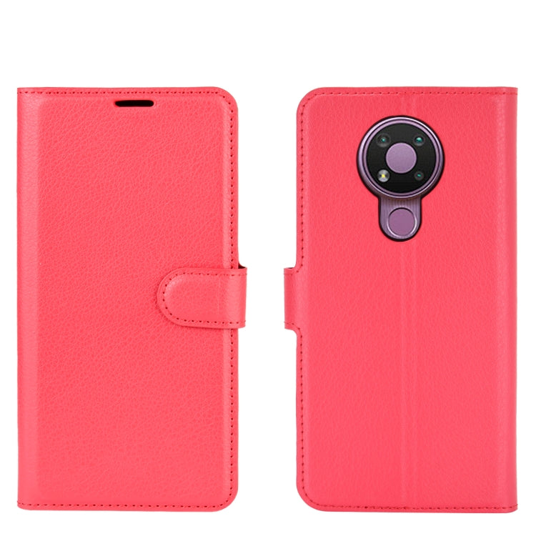 Para Nokia 3.4 Litchi Texture Funda protectora con tapa horizontal con soporte, ranuras para tarjetas y billetera (rojo)