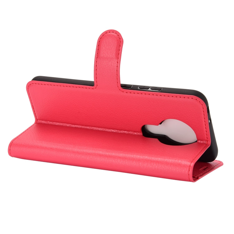 Para Nokia 3.4 Litchi Texture Funda protectora con tapa horizontal con soporte, ranuras para tarjetas y billetera (rojo)