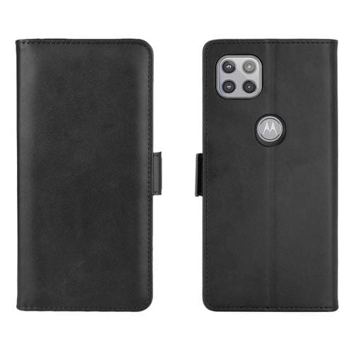Para Motorola Moto G 5G Estuche de cuero abatible horizontal con hebilla magnética de doble cara con soporte, ranuras para tarjetas y billetera (negro)