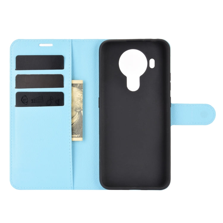 Para Nokia 5.4 Funda protectora con tapa horizontal con textura de litchi con soporte, ranuras para tarjetas y billetera (azul)