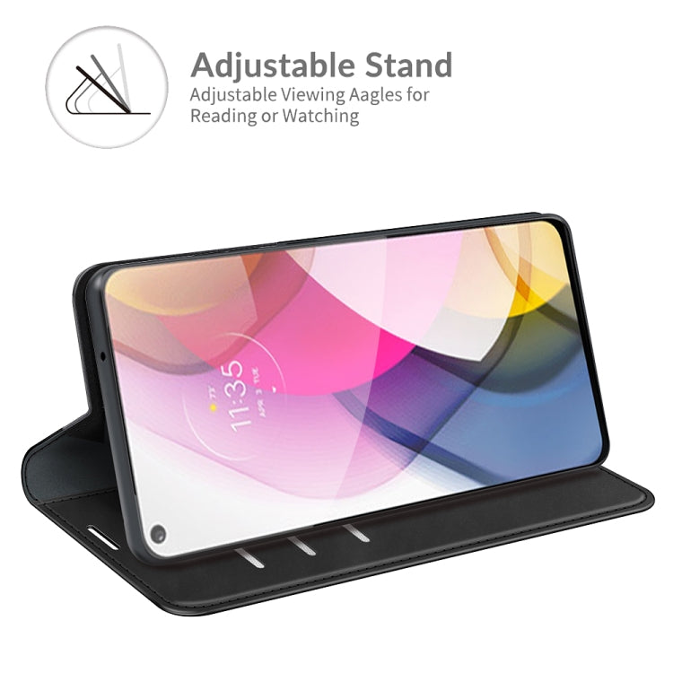 Para Motorola Moto G Stylus 2021 Funda de cuero de succión magnética de negocios de la piel retro-piel con soporte y ranuras para tarjetas (negro)