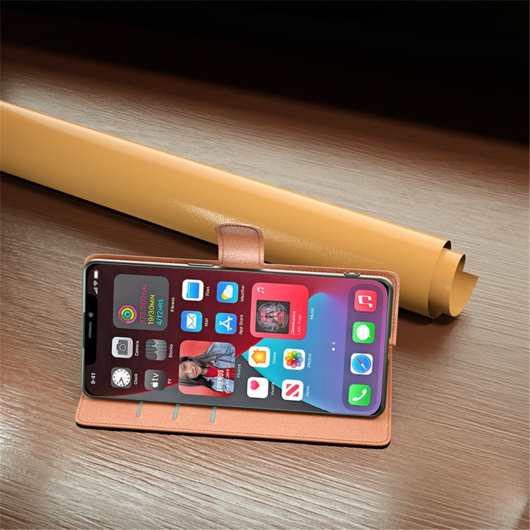 Para MOTOROLA ONE 5G ACE R64 Funda protectora de flip horizontal con soporte y ranuras para tarjetas y marco de fotografía (marrón)