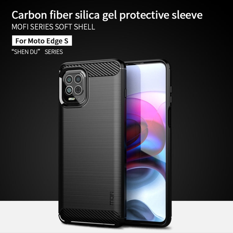 Para Motorola Moto Edge S Mofi Gentleness Series Textura cepillada Fibra de carbono FIBRA SOFT TPU Funda (gris)