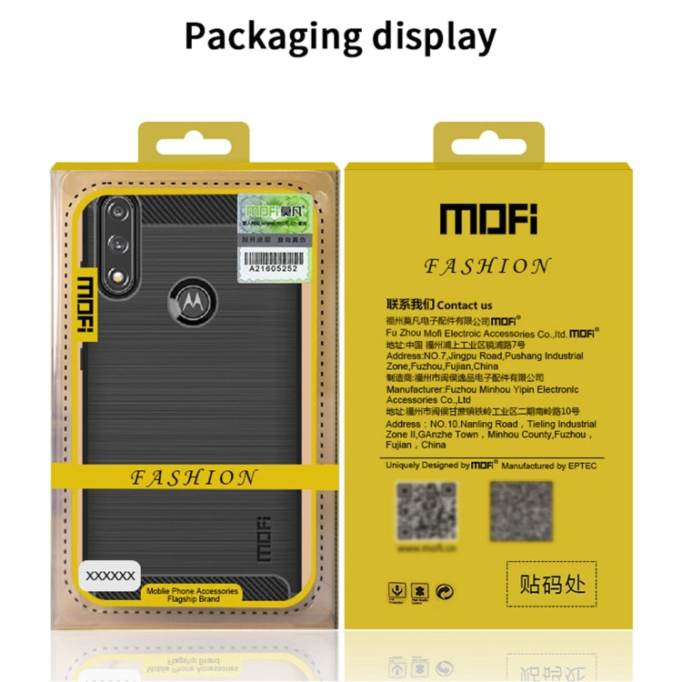 Para MOTOROLA MOTO G POWER 2021 MOFI Serie de gentileza Textura cepillada Fibra de carbono Soft TPU Caso (azul)