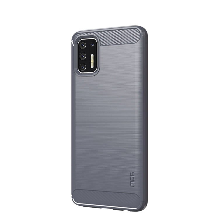 Para Motorola Moto G Stylus 2021 Mofi Serie de gentileza Textura cepillada Fibra de carbono Soft TPU Funda (gris)