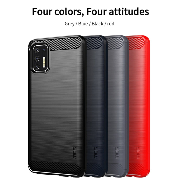Para Motorola Moto G Stylus 2021 MOFI Serie de gentileza Textura cepillada Fibra de carbono Soft TPU Caso (rojo)