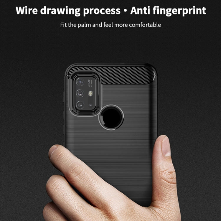 Para Motorola Moto G10 / G30 MOFI Gentleness Series Textura cepillada Fibra de carbono Soft TPU Case (Negro)