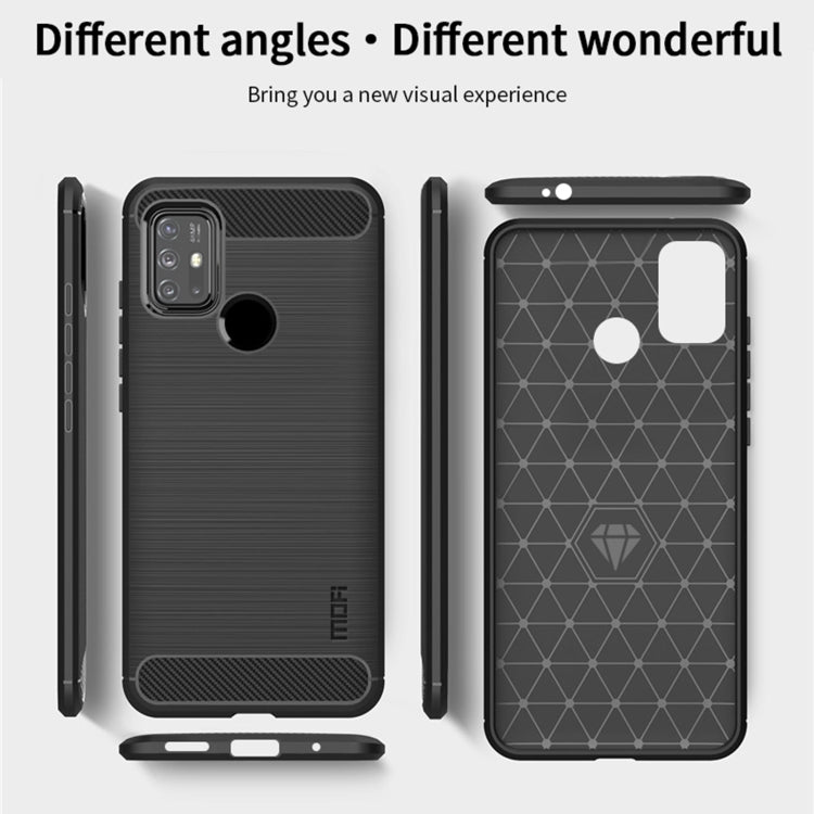 Para Motorola Moto G10 / G30 MOFI Gentleness Series Textura cepillada Fibra de carbono Soft TPU Case (Negro)