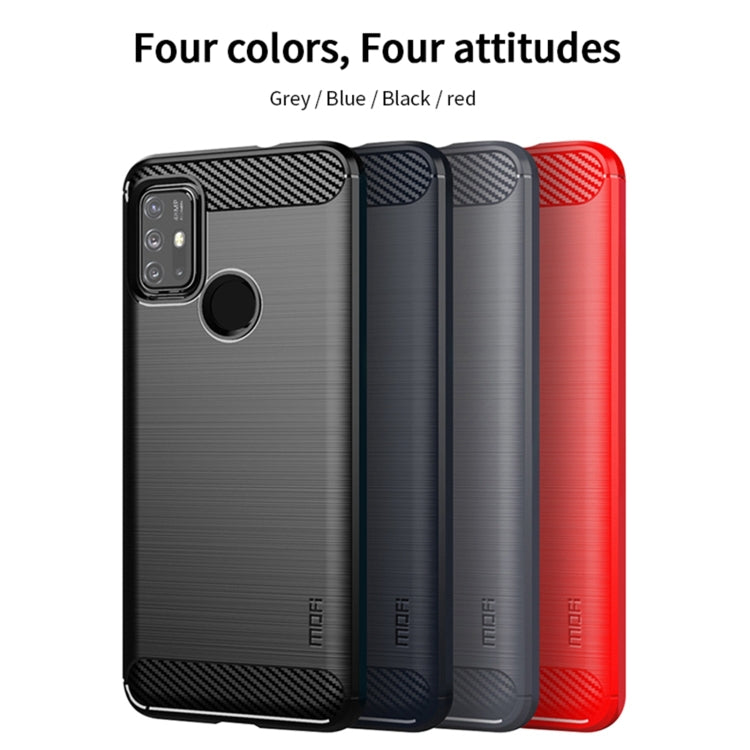 Para Motorola Moto G10 / G30 MOFI Gentleness Series Textura cepillada Fibra de carbono Soft TPU Case (Negro)