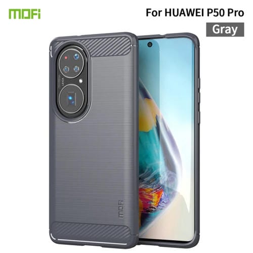 Para Huawei P50 Pro Mofi Gentleness Series Textura cepillada Fibra de carbono Soft TPU Case (Gris)