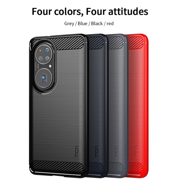 Para Huawei P50 Pro Mofi Gentleness Series Textura cepillada Fibra de carbono Soft TPU Case (Gris)