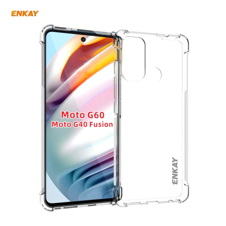 Para Motorola Moto G60 / G40 Fusion Enkay Hat-Prince Clear TPU Funda a prueba de golpes Tapa antideslizante suave