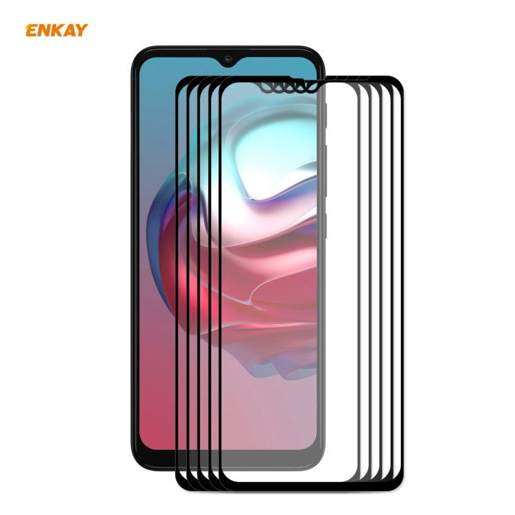Para Motorola Moto G10 / G20 / G30 5 PCS Enkay Hat-Prince Glue Full 0.26mm 9h 2.5d Vidrio templado Cobertura completa Film
