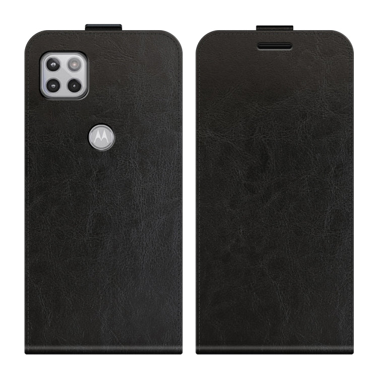 Para MOTOROLA MOTO ONE 5G ACE R64 Textura de una sola funda protectora de cuero vertical, con ranuras para tarjeta y marco de fotos (negro)