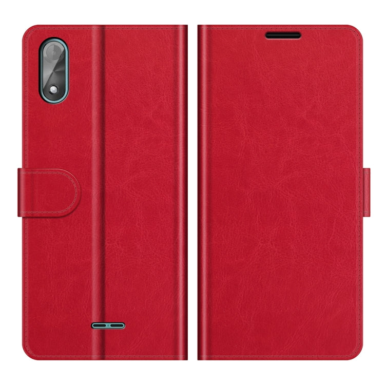 Para WIKO Y51 R64 Textura Caja protectora de flip horizontal individual con soporte y ranuras para tarjetas y marco de la billetera y la foto (rojo)