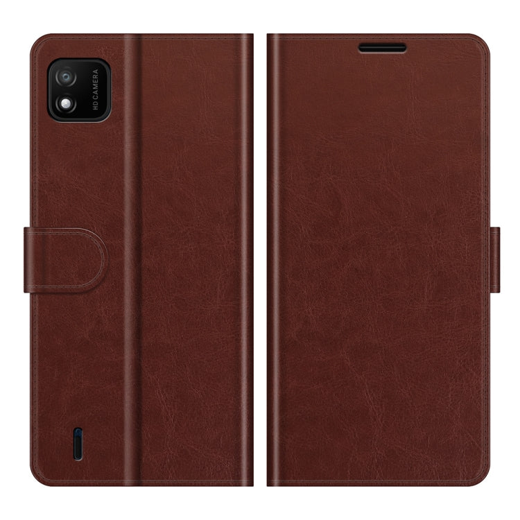 Funda Protectora Flip Horizontal Wiko Y62 R64 con Soporte, Ranuras para Tarjetas y Marco de Fotografía (Marrón)