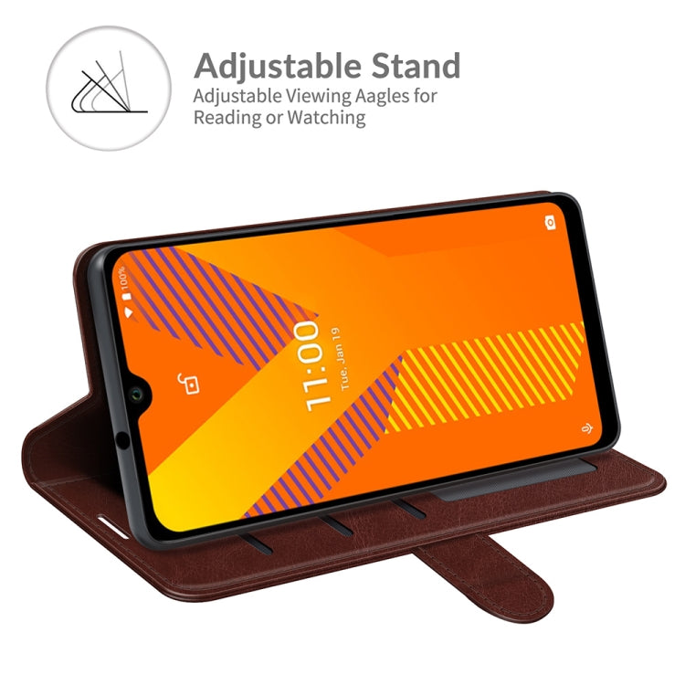 Funda Protectora Flip Horizontal Wiko Y62 R64 con Soporte, Ranuras para Tarjetas y Marco de Fotografía (Marrón)
