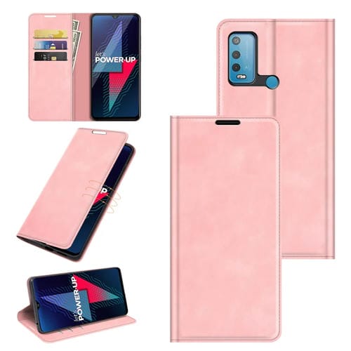 Funda de Cuero Magnética para Wiko Power U30 con Soporte, Tragamonedas y Billetera (Rosa)