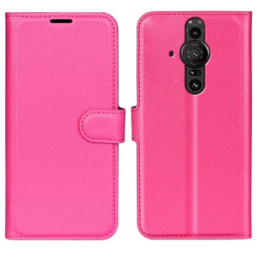 Para Sony Xperia PRO-I Litchi Texture Horizontal Flip Funda protectora con soporte y ranuras para tarjetas y billetera (Rose Rojo)