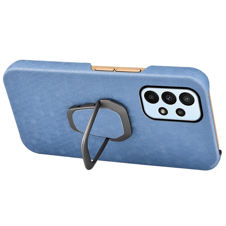Para Samsung Galaxy A23 4G Soporte de anillo PUSCOMB PU Funda telefónica (azul claro)