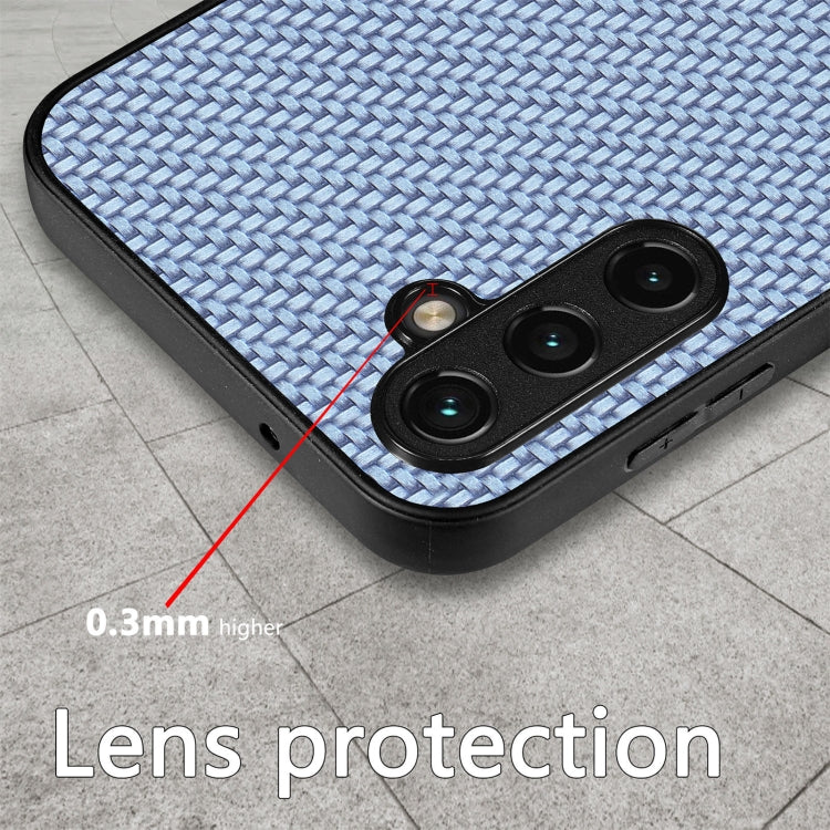 Para Samsung Galaxy A34 5G Funda trasera de cuero con textura de fibra de carbono para teléfono (marrón)