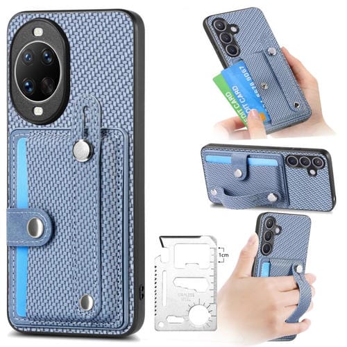 Funda trasera para Huawei nova 14 Ultra con función atril, tarjetero y cuchillo (azul)