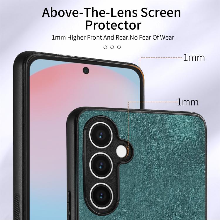 Funda tipo cartera con anillo y tarjetero para Samsung Galaxy S24 FE 5G, estilo retro, con tacto de piel (verde)