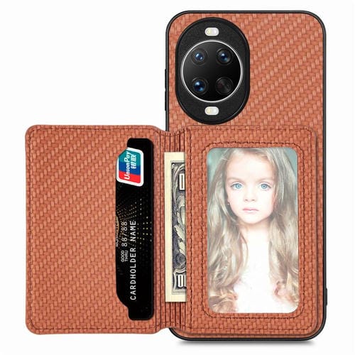 Funda magnética de fibra de carbono para Huawei Nova 14 (marrón)