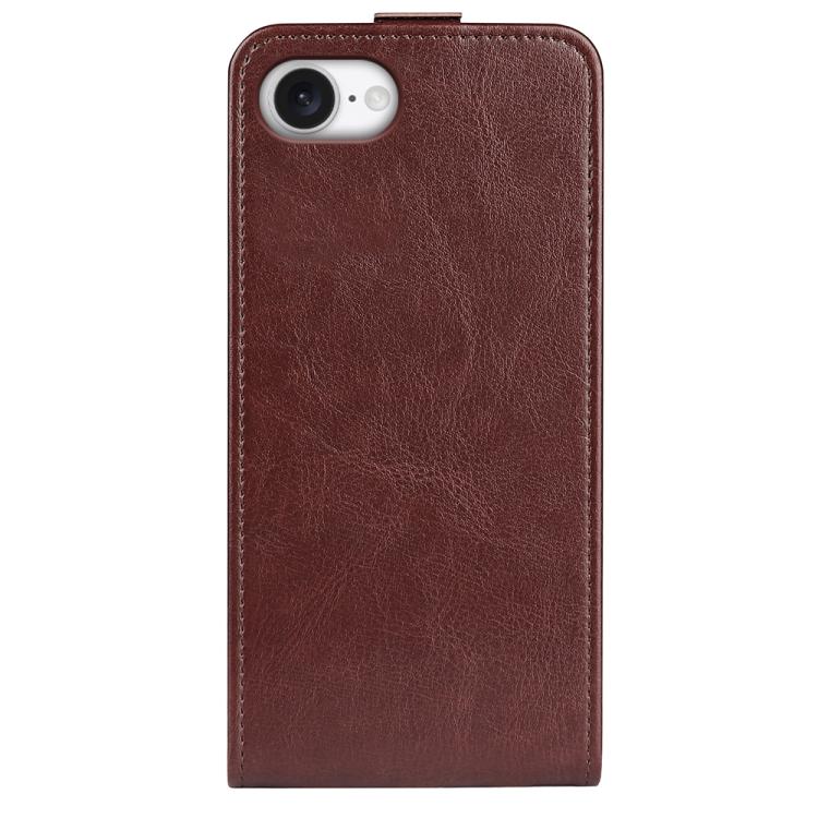 Funda de Cuero con Tapa Vertical Simple Textura R64 para iPhone 16E (Marrón)