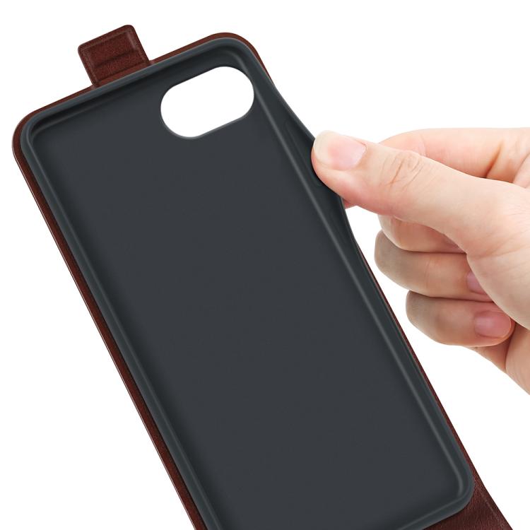 Funda de Cuero con Tapa Vertical Simple Textura R64 para iPhone 16E (Marrón)