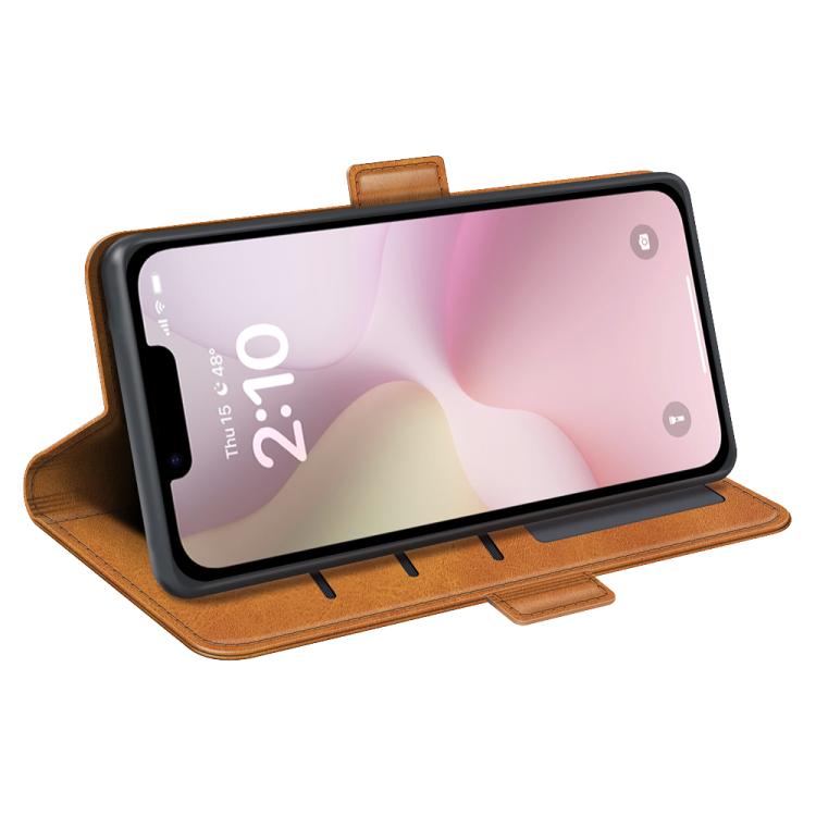 Funda de Cuero con Tapa Horizontal y Hebilla Magnética Doble Cara para iPhone 16E (Amarillo)