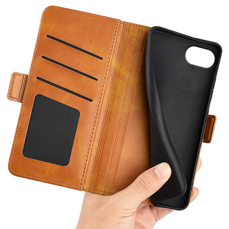 Funda de Cuero con Tapa Horizontal y Hebilla Magnética Doble Cara para iPhone 16E (Amarillo)